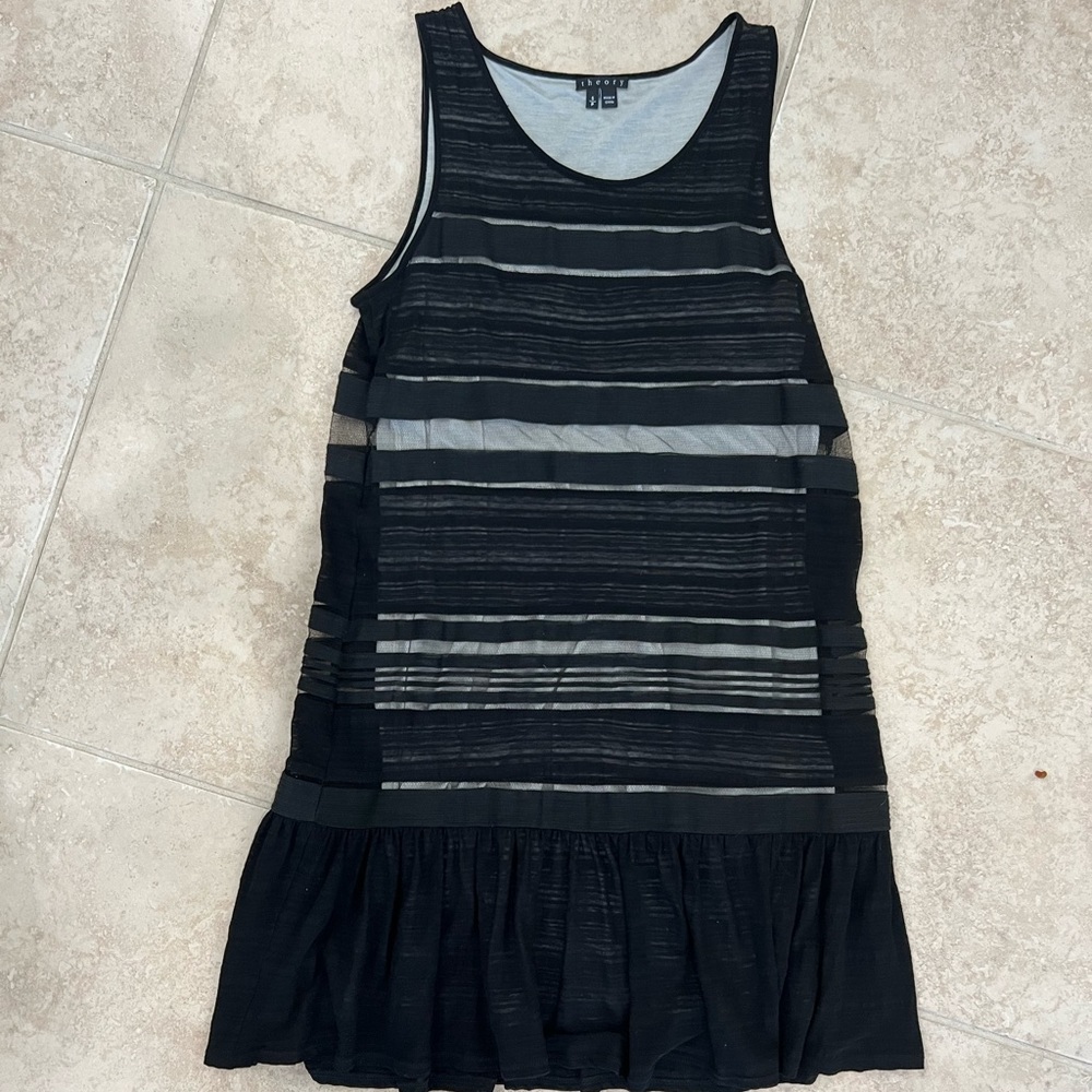 Theory Black Ruffle Overlay Dress